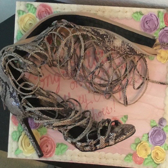 HOT Summer Snake-Skin JEFFERY CAMPBELL Lace-up Heels - Picture 4 of 4